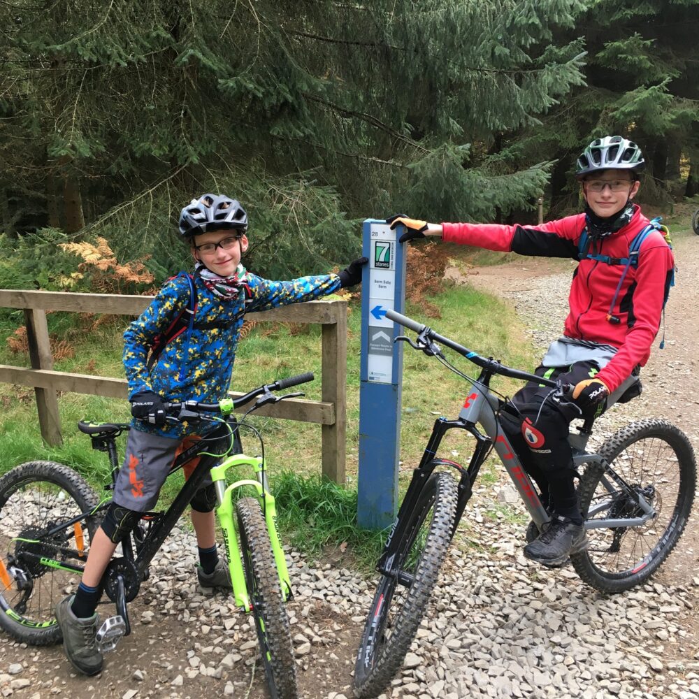 Cube Stereo 140 and Cube 240 SL kids MTB’s in action Cycle Sprogs N and T on mountain bikes