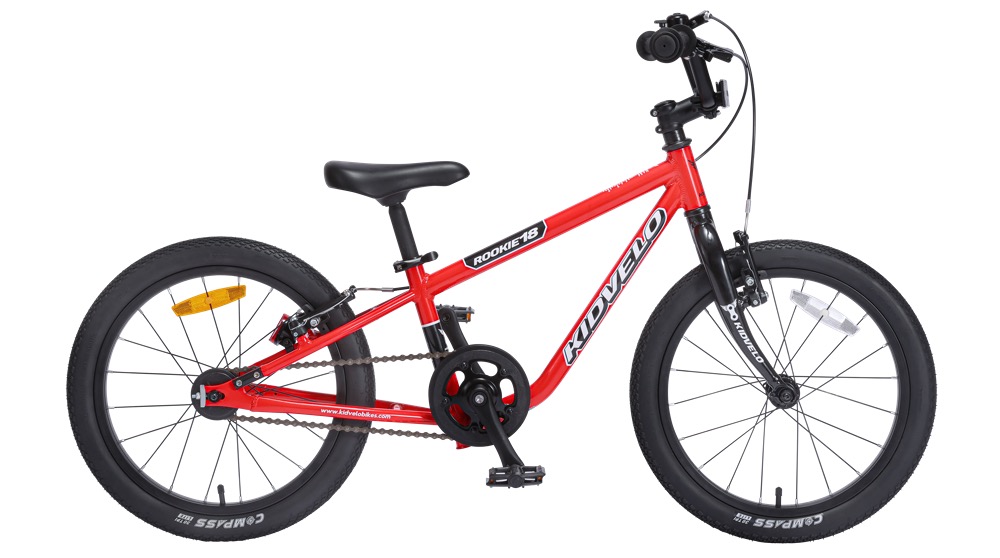 Best 18" kids bikes: a Kidvelo Rookie 18 bike on a blank background
