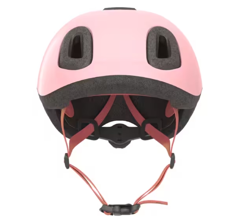 BTWIN 500 baby helmet product imagery of the pink helmet