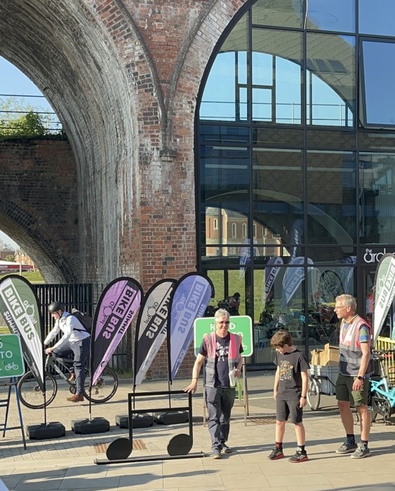 Arlo with his winning design for a bike stand