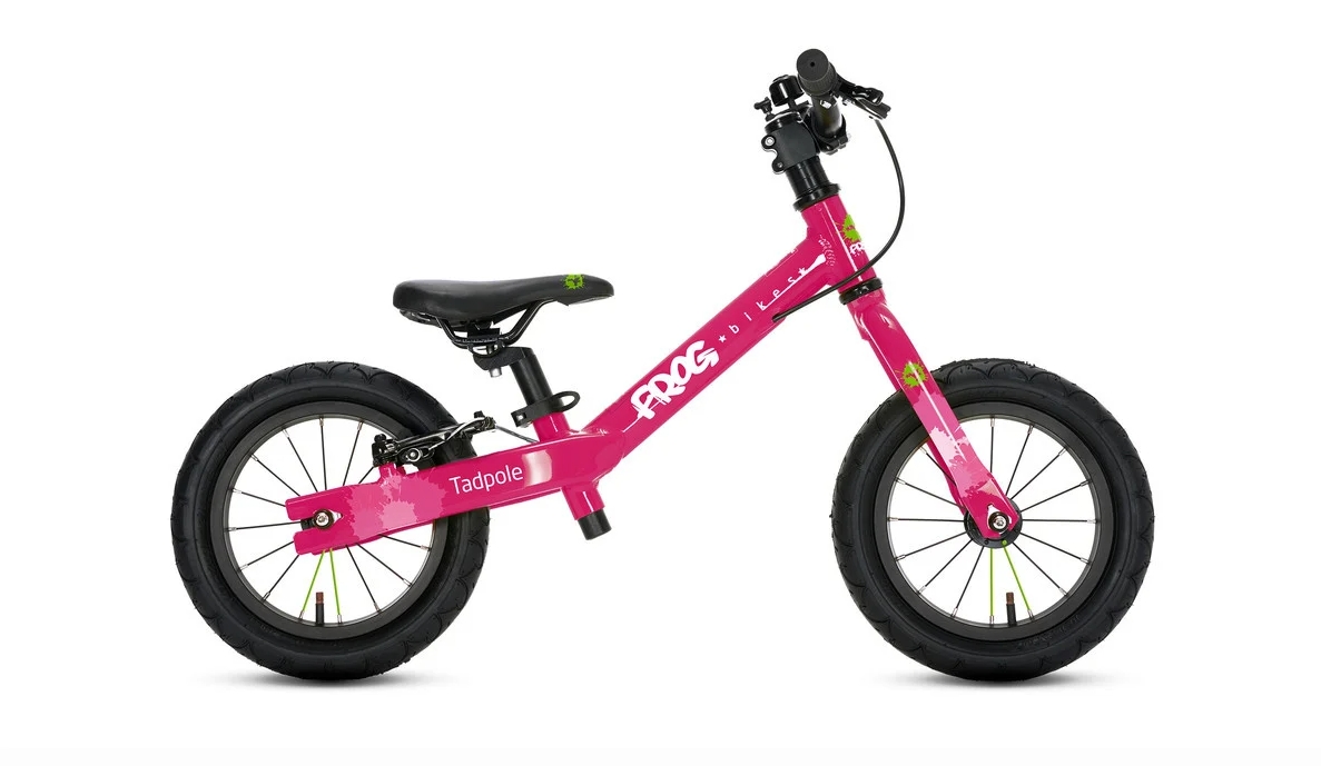 bikes for girls: Frog tadpole plus in pink on a blank background