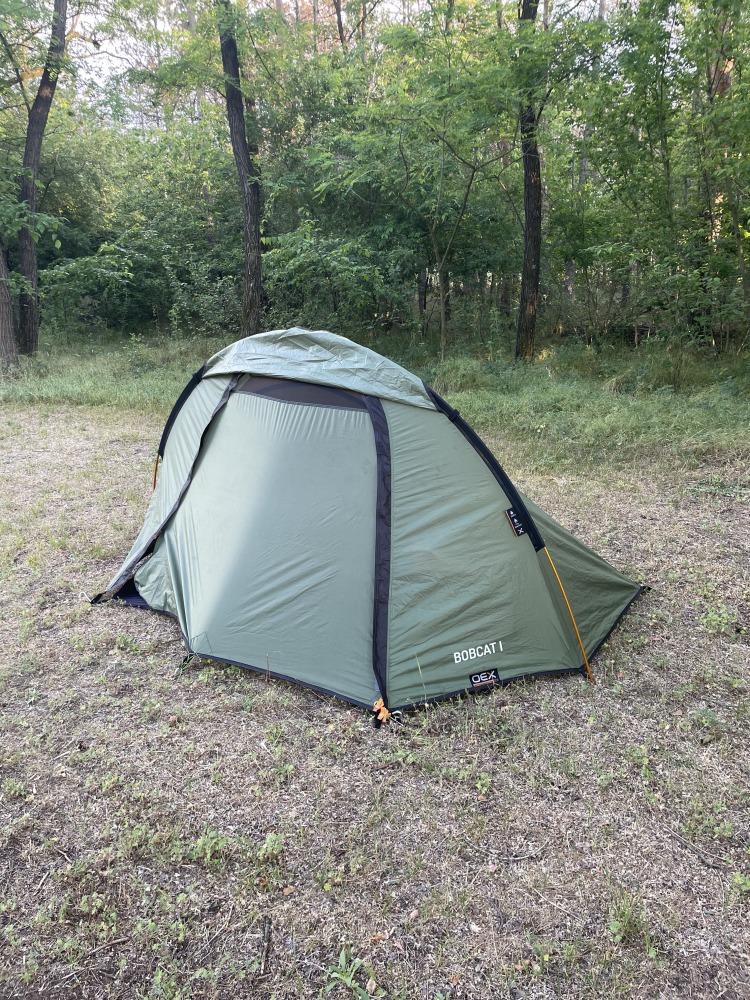 Sahir's cycle touring photos: a tent pitched in a grassy field