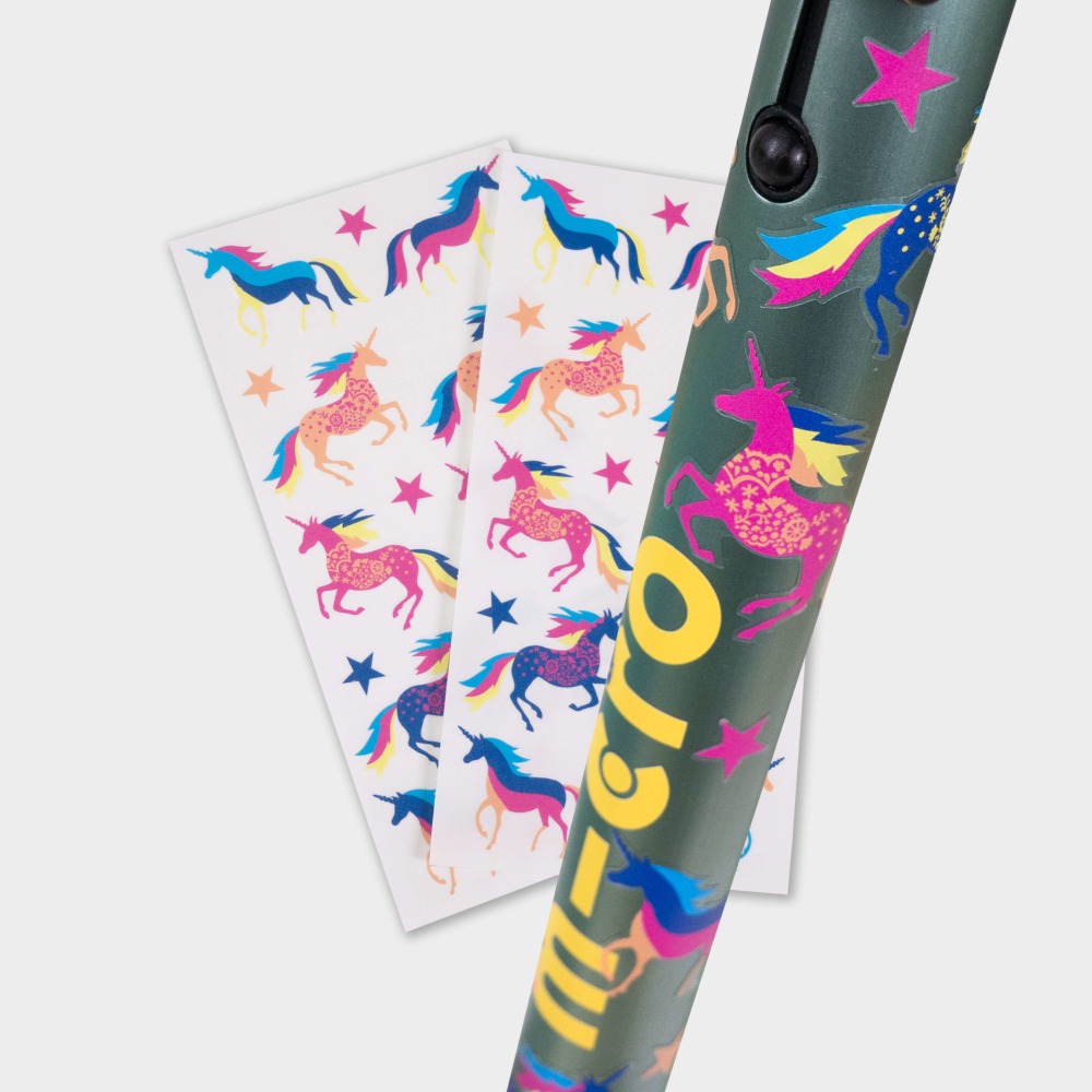 Bikes for girls: a set of unicorn stickers