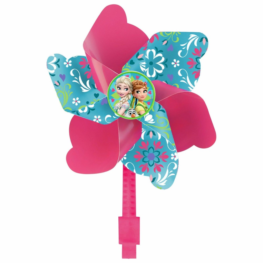 Best bike accessories for kids: A colourful windmill with a picture of characters from Frozen