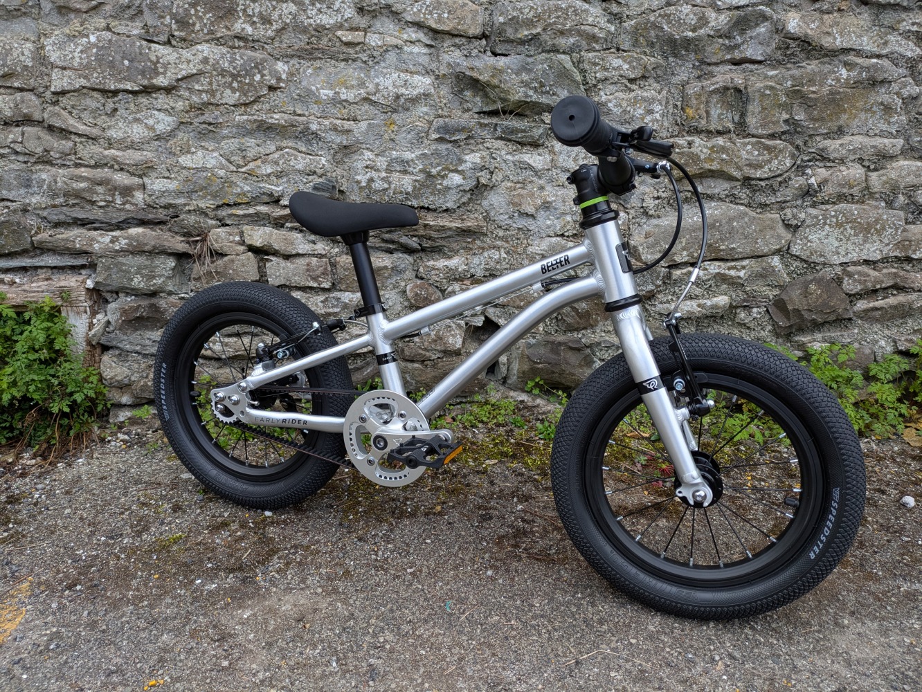 A side on photo of the silver early rider belter