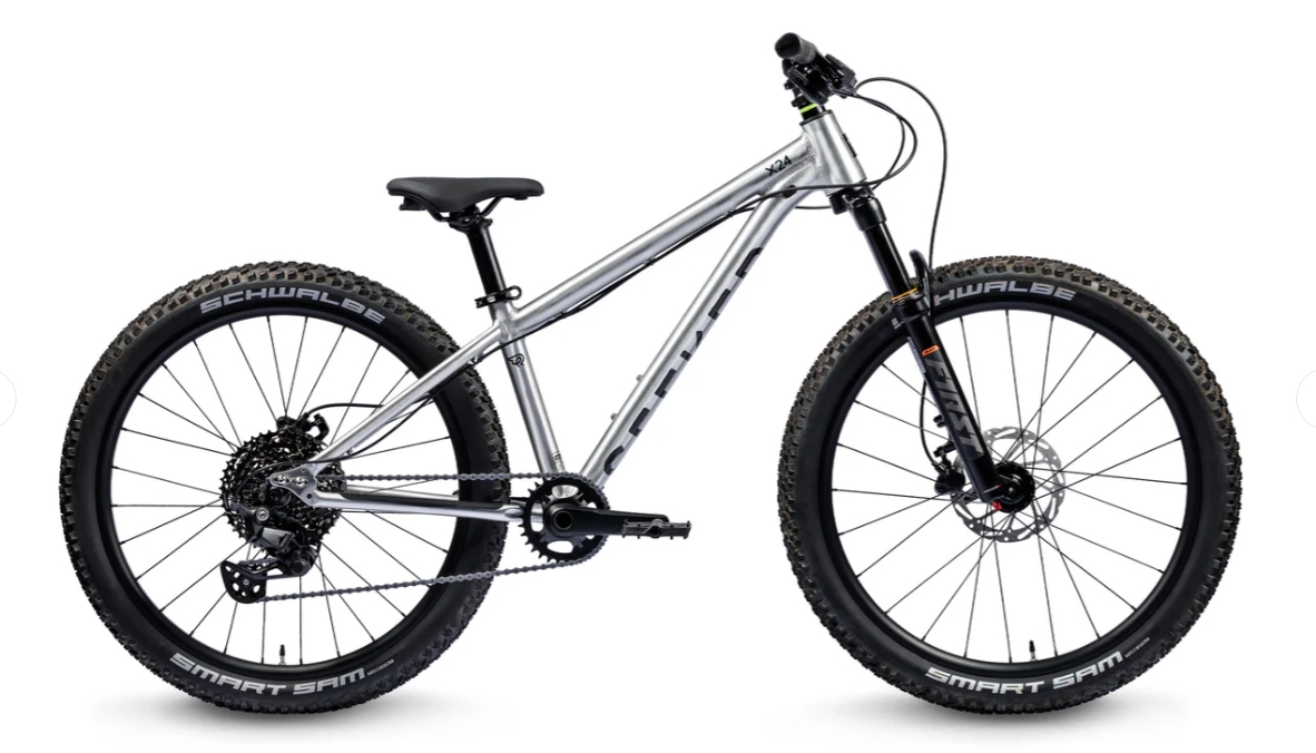 Early Rider Seeker X24 in 
Brushed Aluminium - a highly covetable 24 inch kids mountain bike