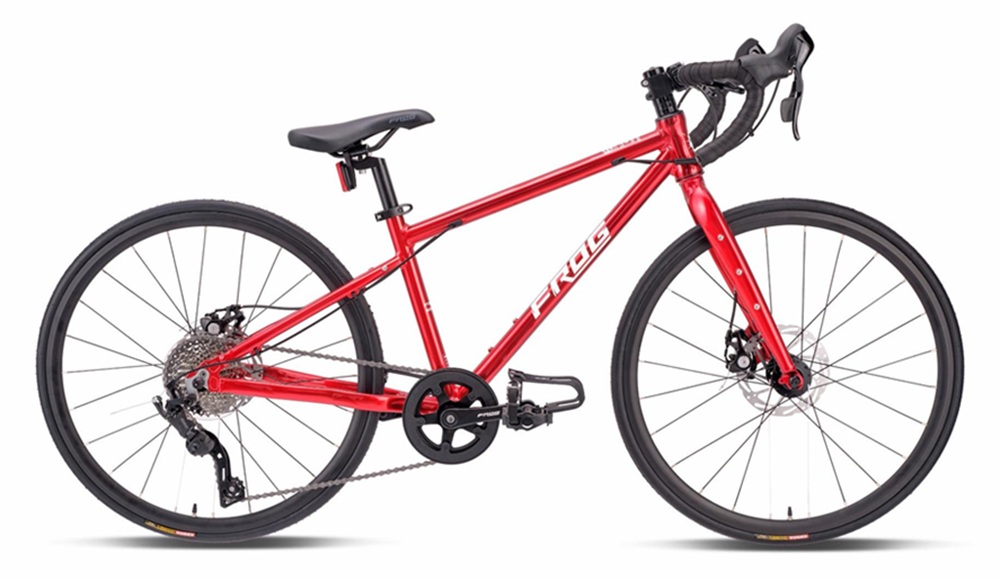 Frog Road 61 bike - a kids drop handlebar bike with road tyres and 24 inch wheels - pictured here in read